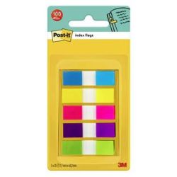 Index POST-IT - Couleurs Néon Assorties - 11.9x43.2mm Lot de 5x20 //