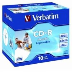 CD-R Vebatim 700mbmo/52*/80min imprim. Boîtier standard(unité) - NSFP