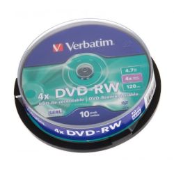 DVD-RW VERBATIM 4.7 Go - Vitesse: 4X  - Spindle box (par 10) - Z