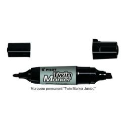 Marqueur perm. PILOT TWIN MARKER 2 pointes Ogive/biseau 2mm  NOIR //