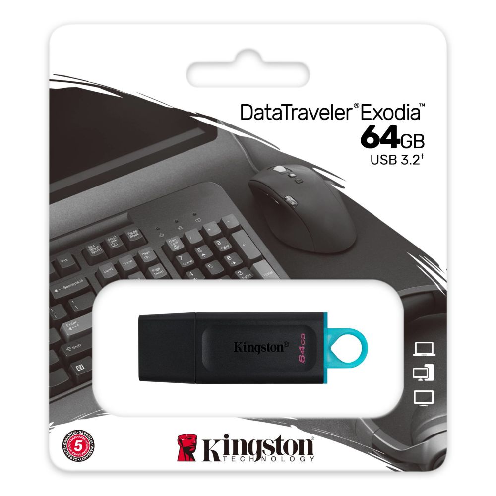 Kingston Technology DataTraveler Exodia lecteur USB flash 64 Go USB Type-A 3.2 Gen 1 (3.1 Gen 1) Noir