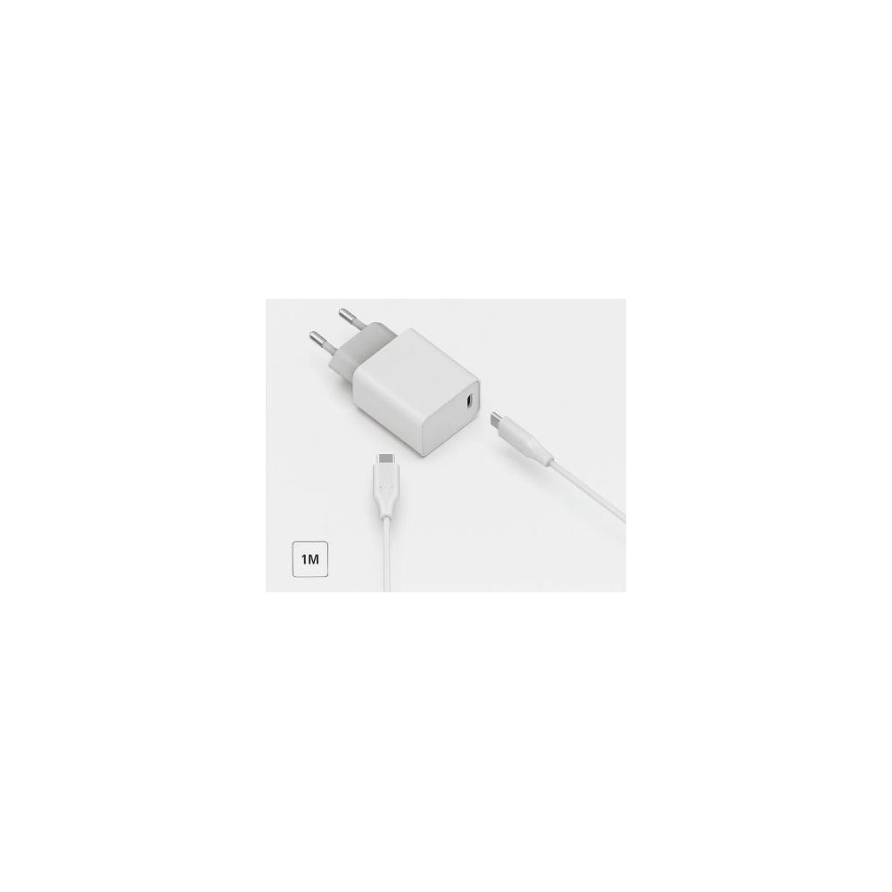 Adaptateur secteur USB-C + cordon USB-C vers USB-C 1m - blanc