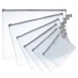 Pochette fourre tout - PVC transparent armé à zip - A4 - Unité