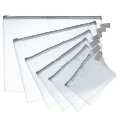 Pochette fourre tout - PVC transparent armé à zip - 19 x25 cm - Unité