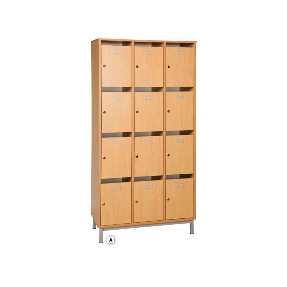 Meuble à courrier Professeur -12 cases ouvertes - L90xH183xP45 +socle