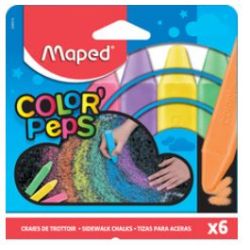 Craie de trottoir MAPED Color Peps - Brillant - Rond - 6 COULEURS