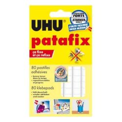 Pate adhésive UHU PATAFIX - Carte de 80 pastilles BLANCHES //