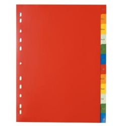 Intercalaires PVC A4 12 touches mensuelles Multicolore //