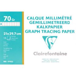 Papier calque Millimétré A4 - 70/75g - 12 feuilles -  - Z