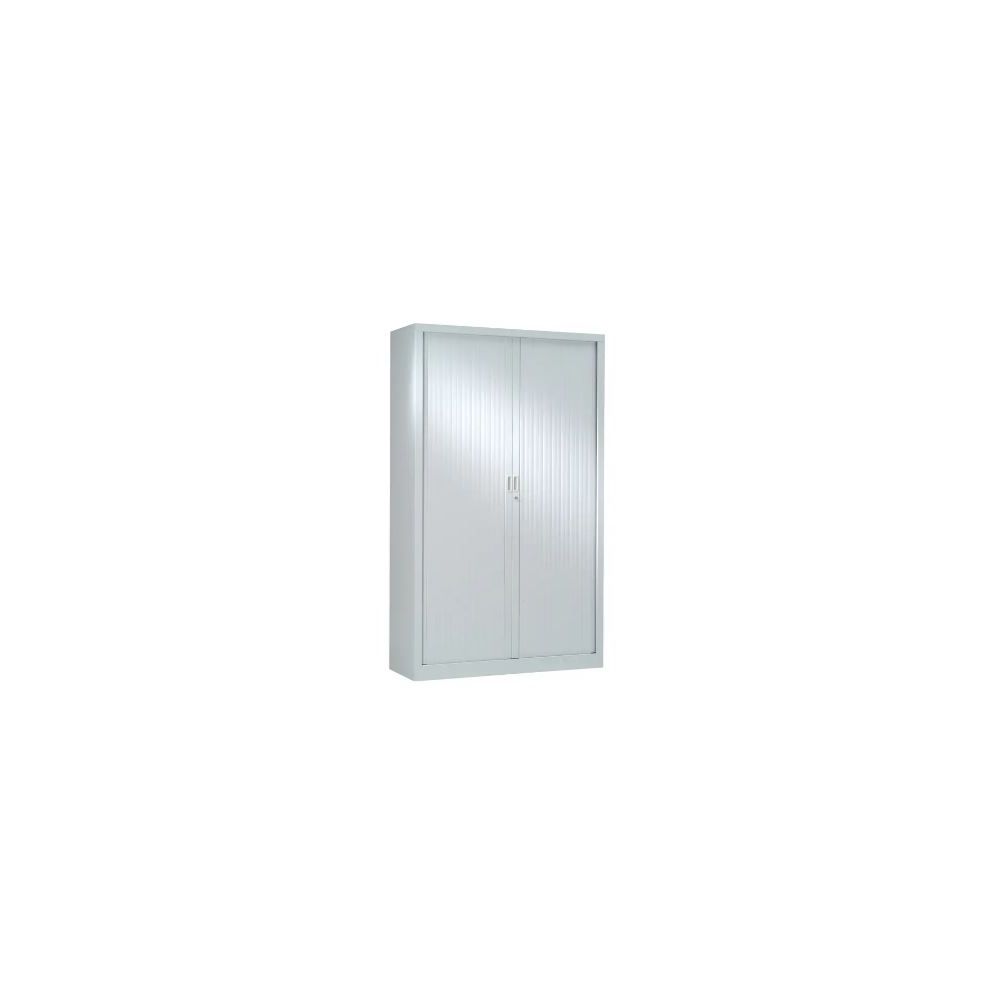 Armoire haute à rideaux - L120xH198xP45cm - Métal Gris Aluminium