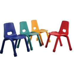 Chaise maternelle coque plastique - pieds métal H 30cm - T2 VERT