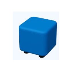 Pouf Carré en cuir L60 x H43cm - BLEU - Taille adulte