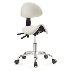 Tabouret roulettes/dossier - Selle cheval H 45cm - NOIR