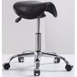 Tabouret Assis-debout à roulettes - Selle de cheval H 45cm - NOIR