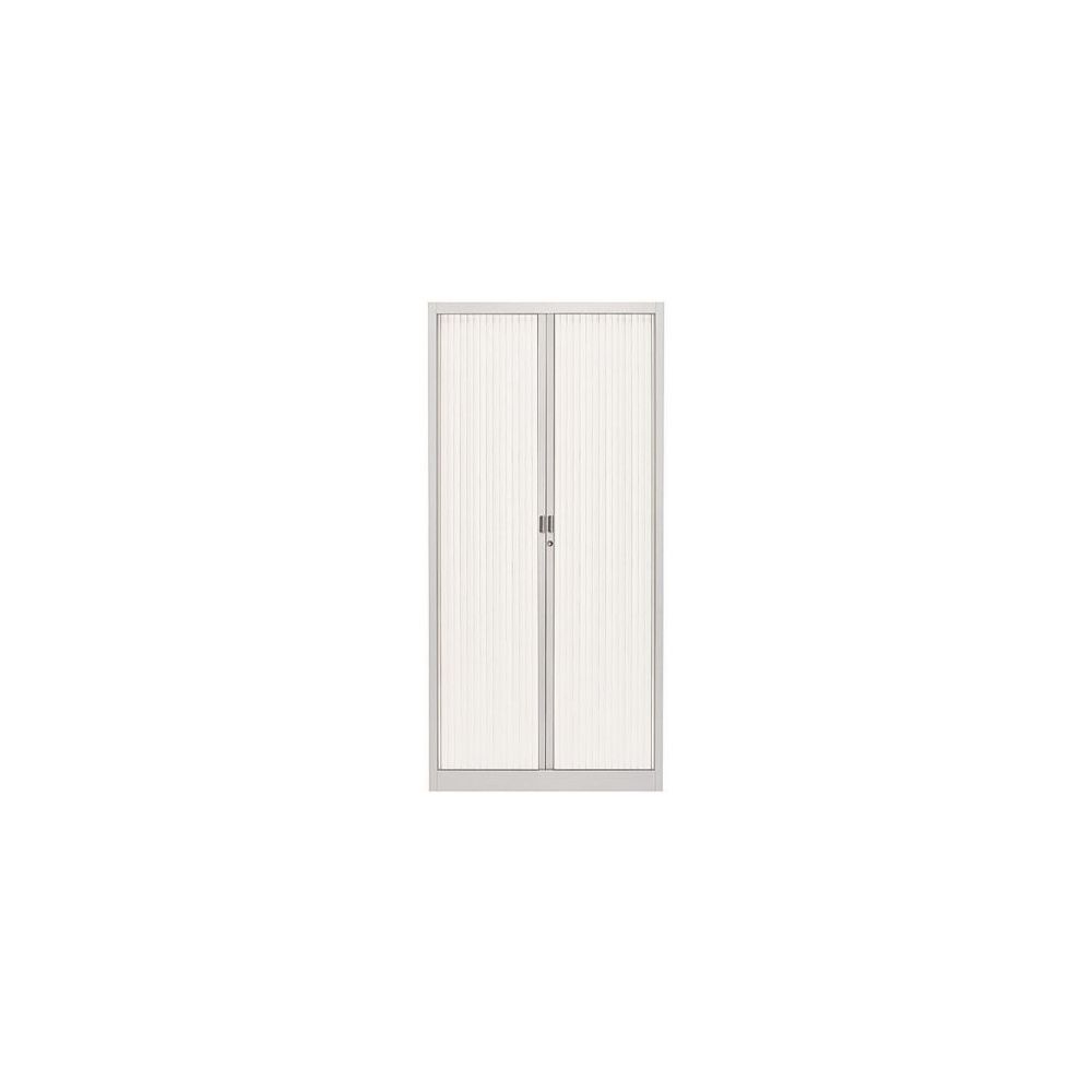 Armoire haute à rideaux - L120xH198xP45cm - Métal G-Alu  / PVC Blanc 