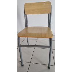 Chaise Scolaire en bois - Pieds Métal - H 46 cm - T6 (CM2 au Lycée) 