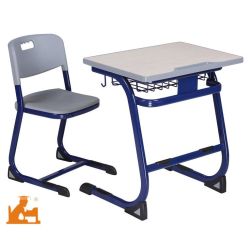 Table Scolaire Bleu & Grise 70 x 50cm  H 64 cm - T4 (CP / CE1)