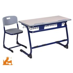 Table Scolaire Biplace Bleu/grise - 120 x 50cm - H 64 cm T4 (CP/CE1)