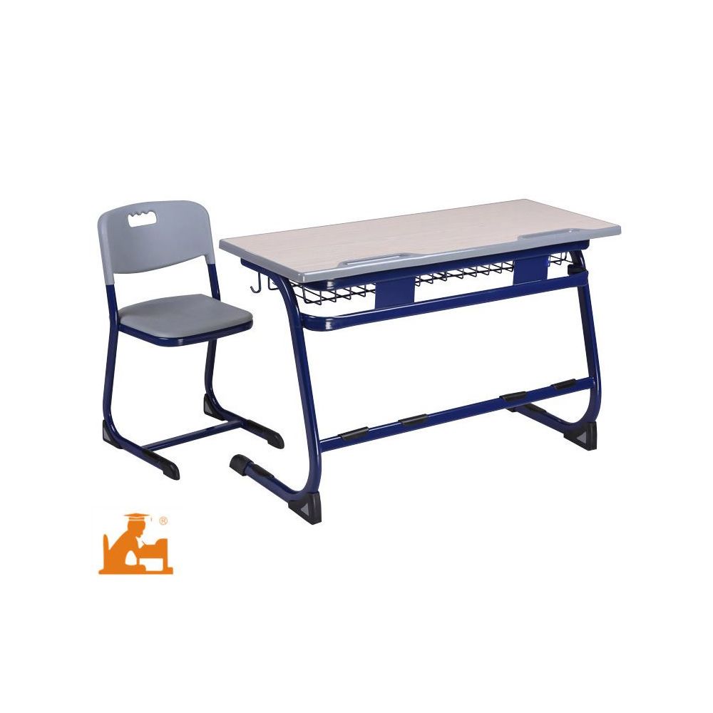 Table Scolaire Biplace Bleu/grise - 120 x 50cm - H 64 cm T4 (CP/CE1)