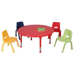 Table matern. ajust. PVC/Mélam. Ronde (D105 cm - H: 37 à 62 cm) VERT