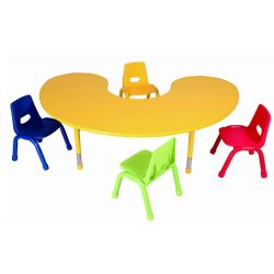 Table matern. ajust. PVC Haricot - P métal (180x122 H37 à 62cm) ROUGE