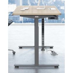 Bureau droit électrique -D:180x80 cm - H68 à 116cm - Plateau Chene