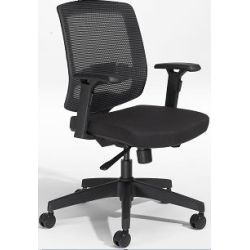 Fauteuil Collaborateur S2 Noir / Tissu et Résille Noir sans têtière