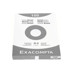 Fiches Bristol - A4 - 205g - 5x5 - 100f - EXACOMPTA - BLANC //