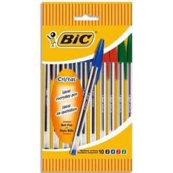 Stylo Bille BIC CRISTAL - 1mm - COUL. ASS. ( x10)  (Blister) - Z