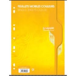 Feuillets mobiles - 80gr - A4 - Séyès - 100 pages JAUNE  **