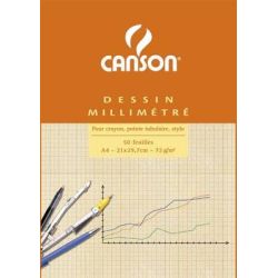 Papier millimétré Bistre en bloc CANSON - A4 - 72g - (50 feuilles - Z