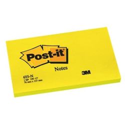 Bloc reposit. 76 x 127mm POST-IT - JAUNE VIF- 100 f. (unité) //