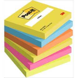 Bloc reposit. 76 x 76mm POST-IT - 100f - Coul Energetic - Par 6- Z