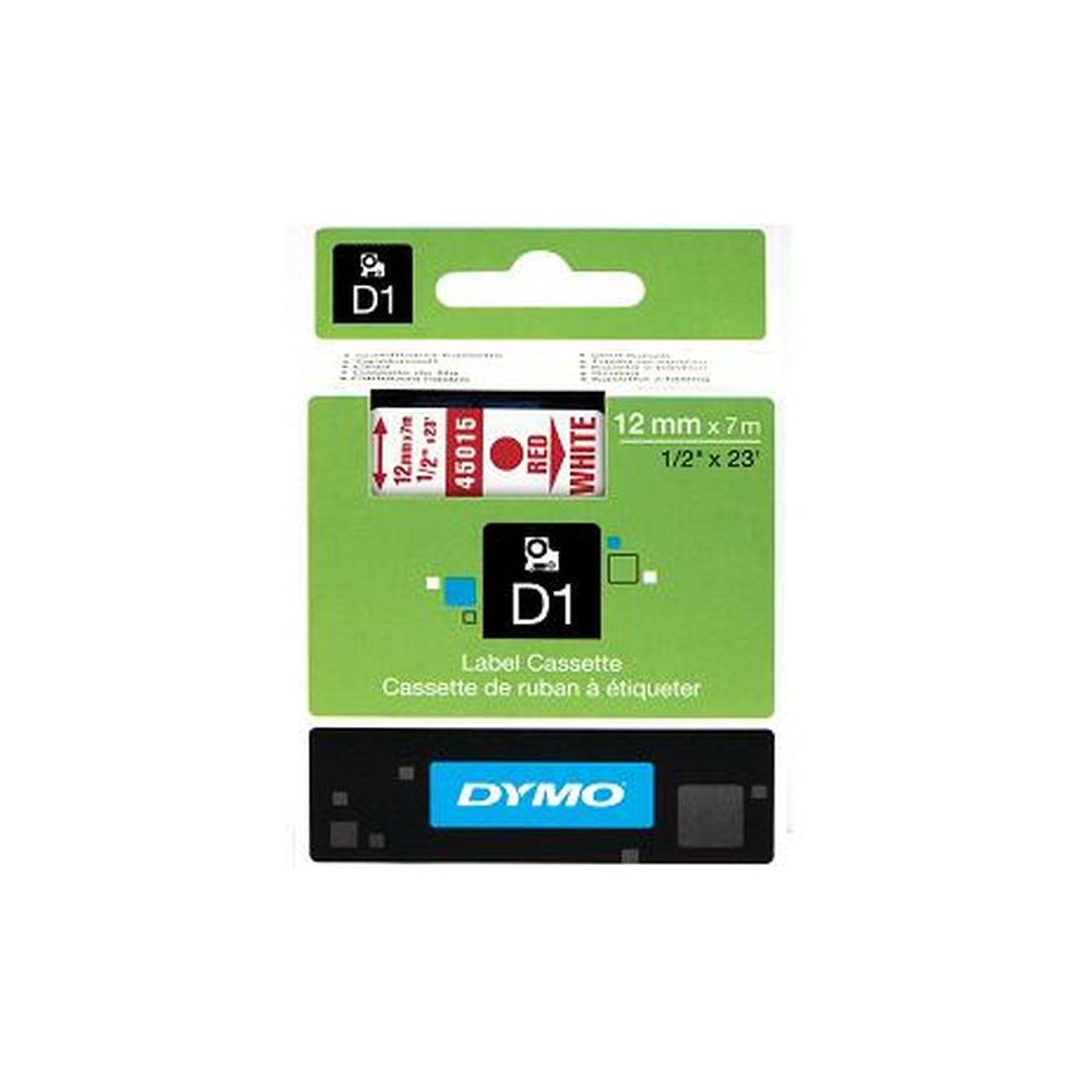 Ruban DYMO D1 - 12mm Rouge/Blanc pour titreuse - 45015 (7 m) //