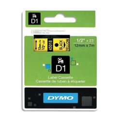 Ruban DYMO D1 - 12mm Noir/Jaune pour titreuse - 45018 (7 m) //