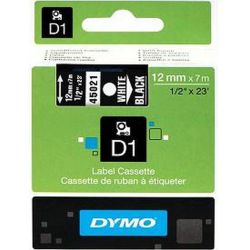 Ruban DYMO D1 - 12mm Blanc/Noir pour titreuse - 45021 (7 m) //