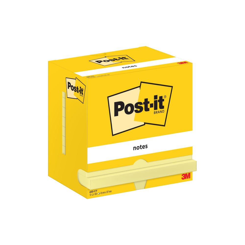 Bloc reposit. 76x127mm POST-IT - JAUNE - 100f/Bloc - 12 Blocs- Z