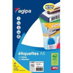 Etiquettes Multifonctions  16 x 22mm - 16 f. A5 - AGIPA: 114007 //