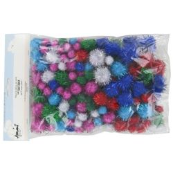 Pompons Paillettes avec tailles et couleurs assorties( par 200) - Z