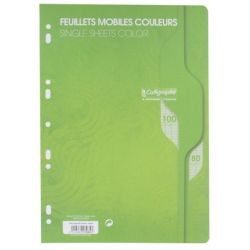 Feuillets mobiles - 80gr - A4 - Séyès - 100 pages VERT  **