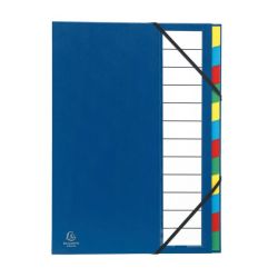 Trieur Couverture rigide 24 x 32cm Elastiq. 12 comp. BLEU- Z