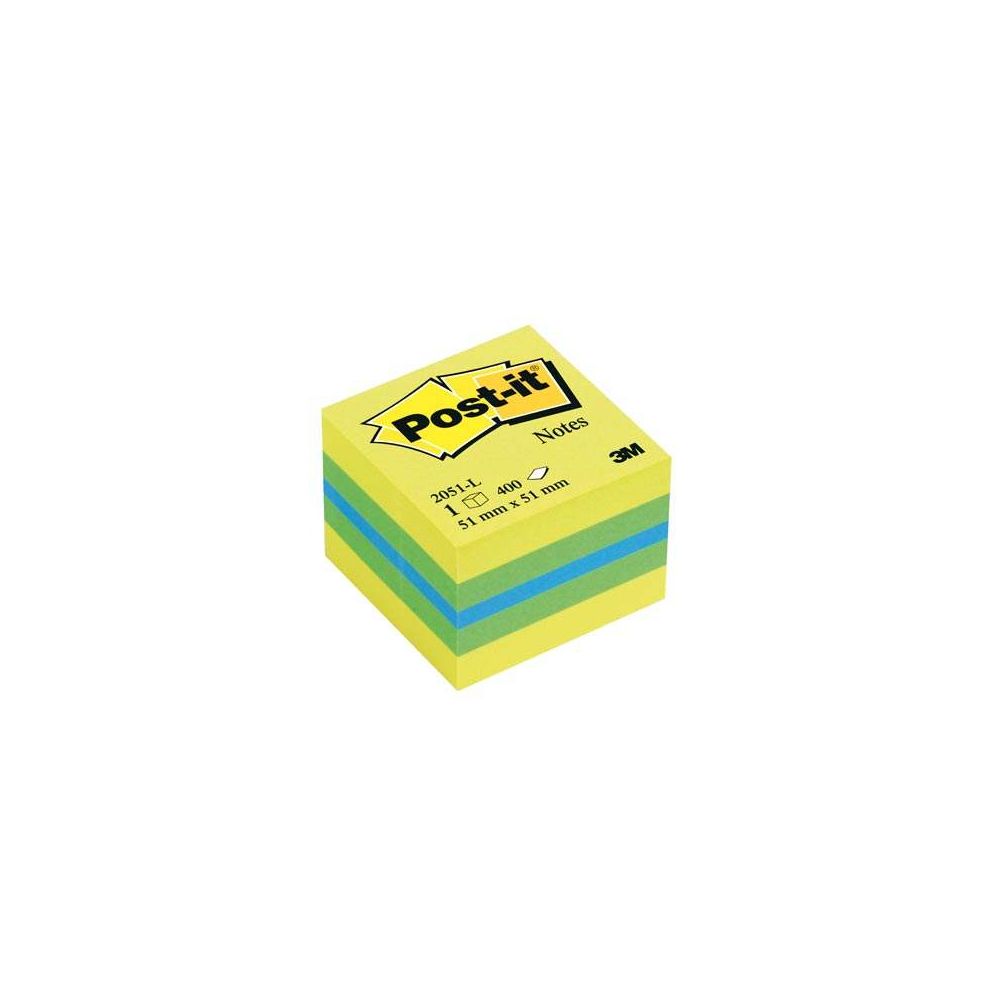 Bloc Cube reposition, 51 x 51mm - POST-IT - 400 f CITRON 3 coul- Z