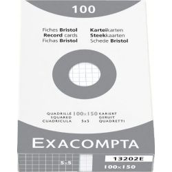 Fiches Bristol 10 x 15cm 205g 5 x 5 100 f -BLANC EXACOMPTA //