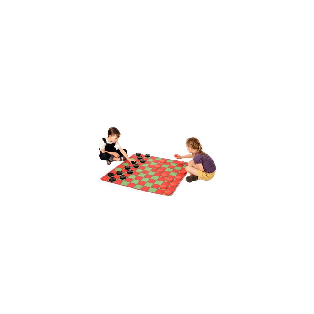 Jeu de dames Géant - Tapis 1x1m - 30 pièces de 8 cm de diamètre