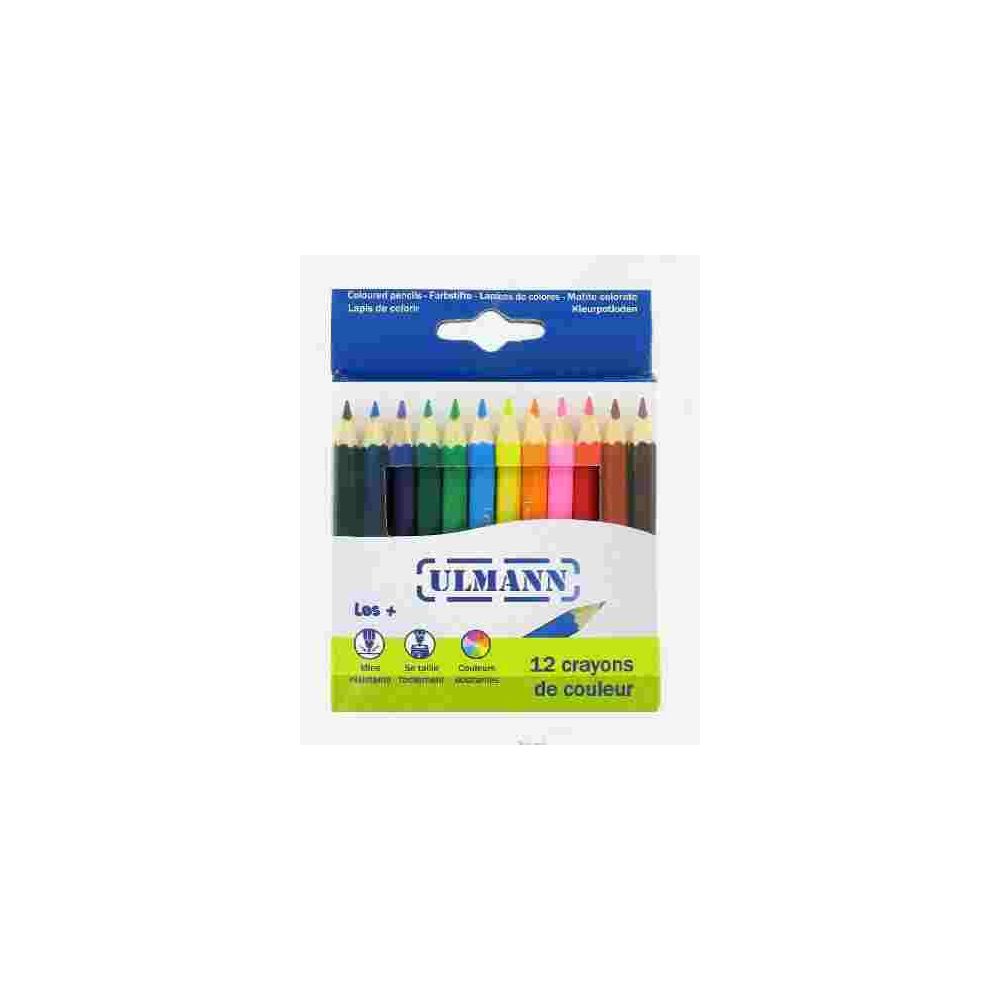 Crayon Couleur ULMANN - (Mini 9 cm) - Pochette de 12 couleurs - Z