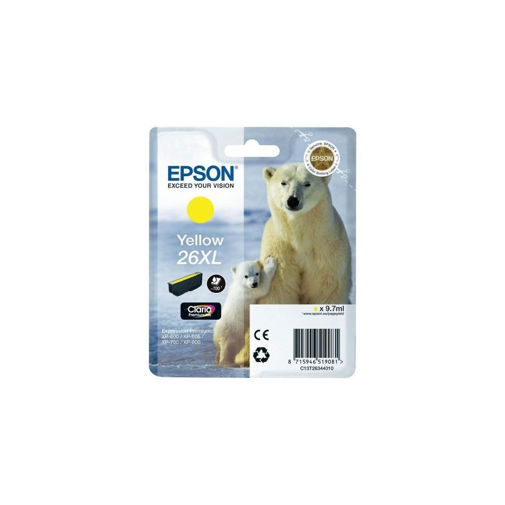 Cart EPSON - N°26XL - T2634 - Ours - Jaune - XP-600/605/700/800 - Z