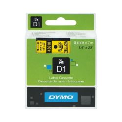 Ruban DYMO D1 - 06mm Noir/Jaune pour titreuse - 43618 (7 m) //