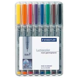 Marqueur soluble Lumocolor STAEDTLER - Pointe 0.6mm - 8 COUL. - Z