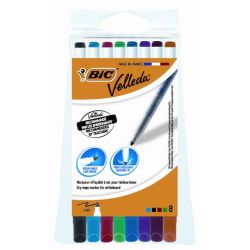 Marqueur effaç. BIC VELLEDA 1721 - Ogive fine 1.5mm - 8 COUL. - Z