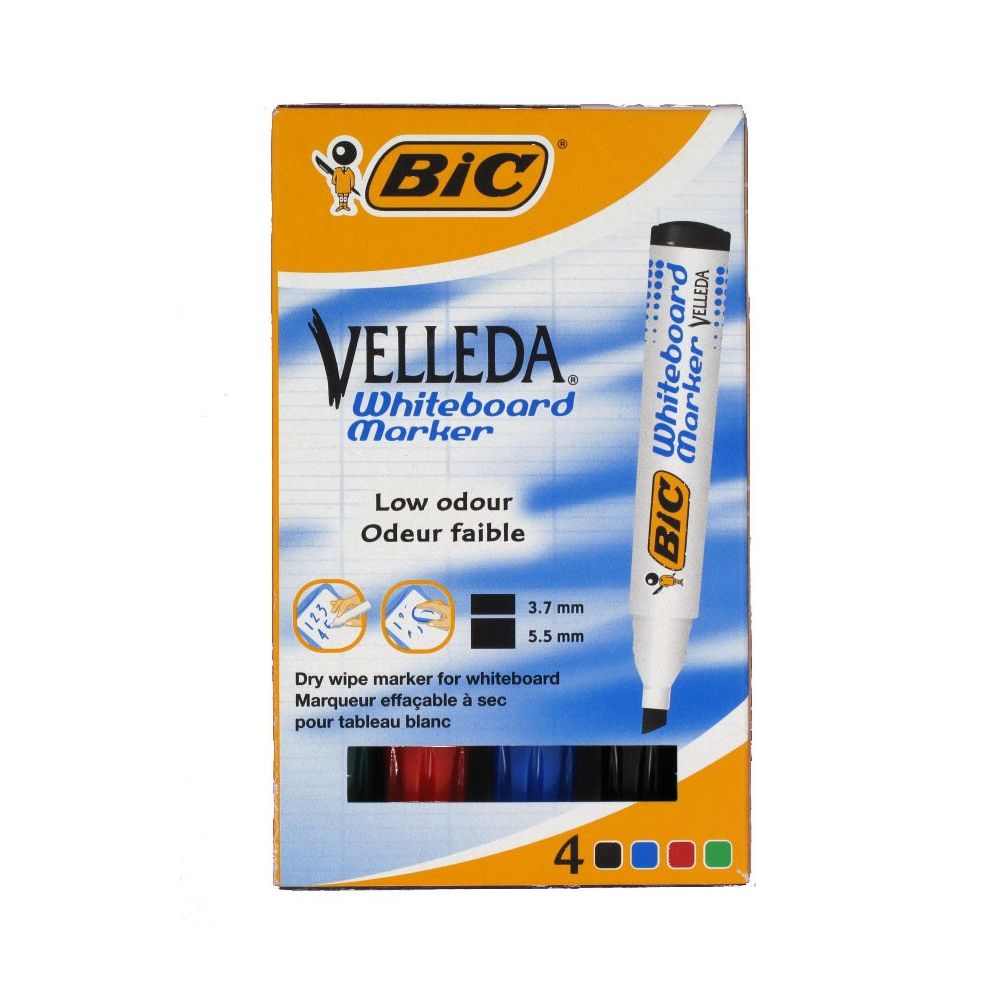 Marqueur effaç. BIC VELLEDA 1754 Recycl -Bis 3 à 5.9mm -4 COUL  //